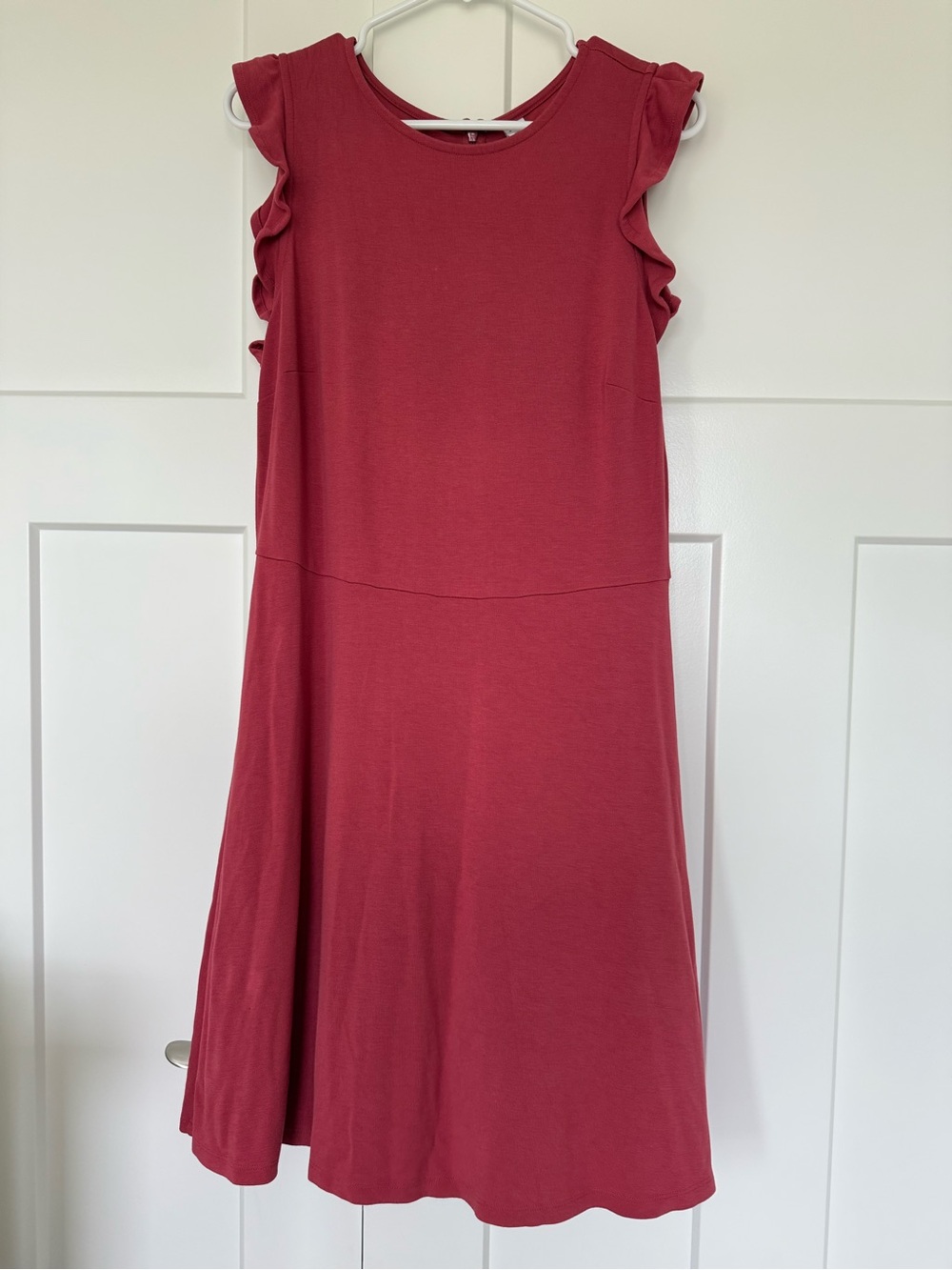 Old Navy Coral Scoop Neck Dress with Ruffles Shoulder detail